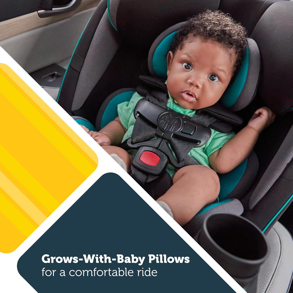 Child seat, 360° rotating, suitable for newborns to approximately 12 years old (0-36 kg), ISOFIX compatible, and secured with a seatbelt.