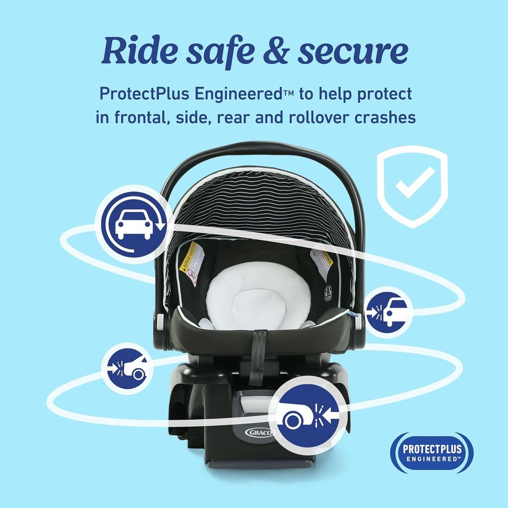 Car Seat, Lightweight Rear-Facing Seat for Babies 4–30 lb, 4-Position Adjustable Base, Latch Installation & ProtectPlus Engineered