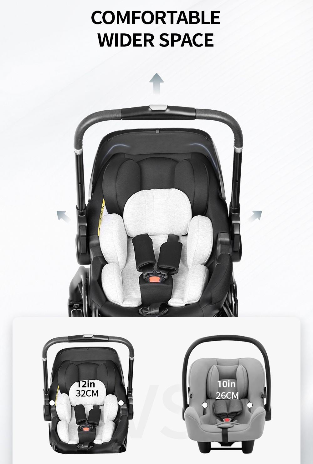 High Quality Portable Pink Baby Throne Stroller Luxury French Style 4-in-1 Foldable Compact Design with Car Seat