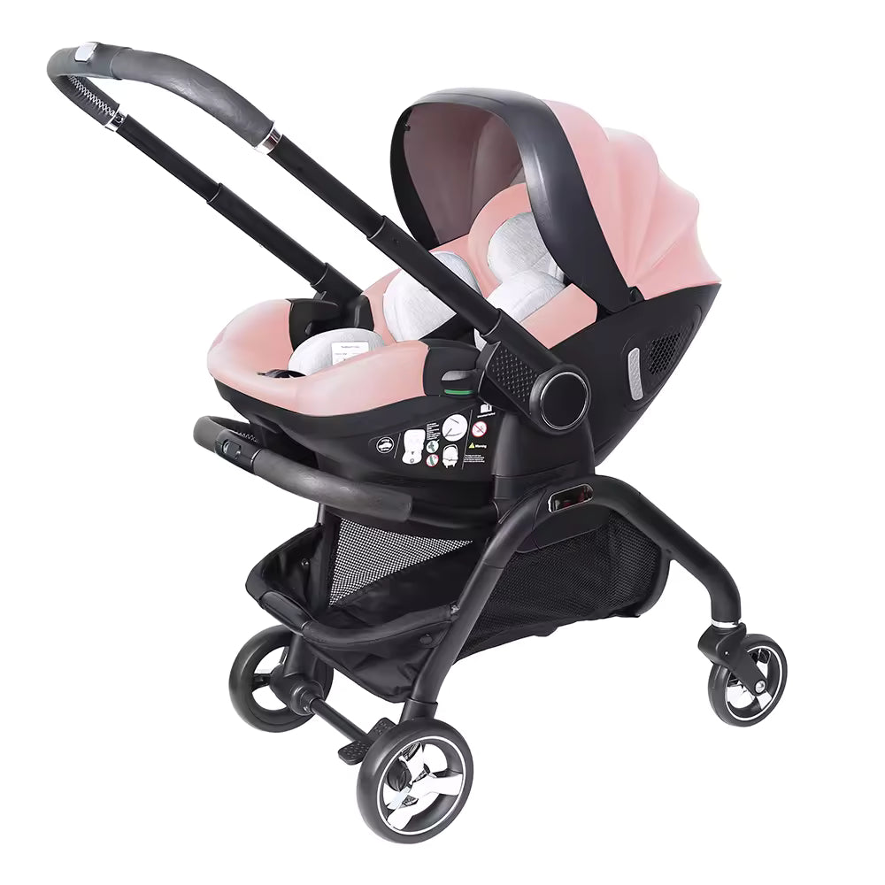 High Quality Portable Pink Baby Throne Stroller Luxury French Style 4-in-1 Foldable Compact Design with Car Seat